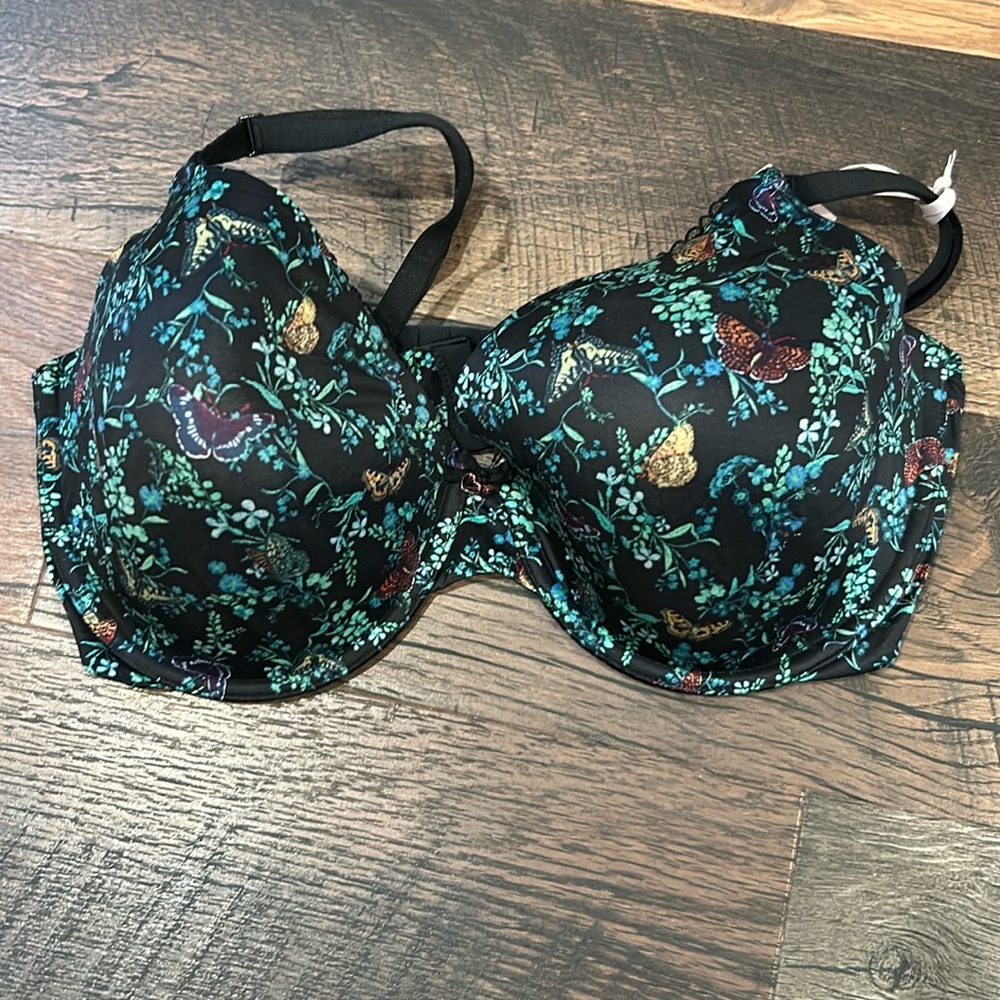 Body by Victoria bra size 36 DDD black with flowers nwt